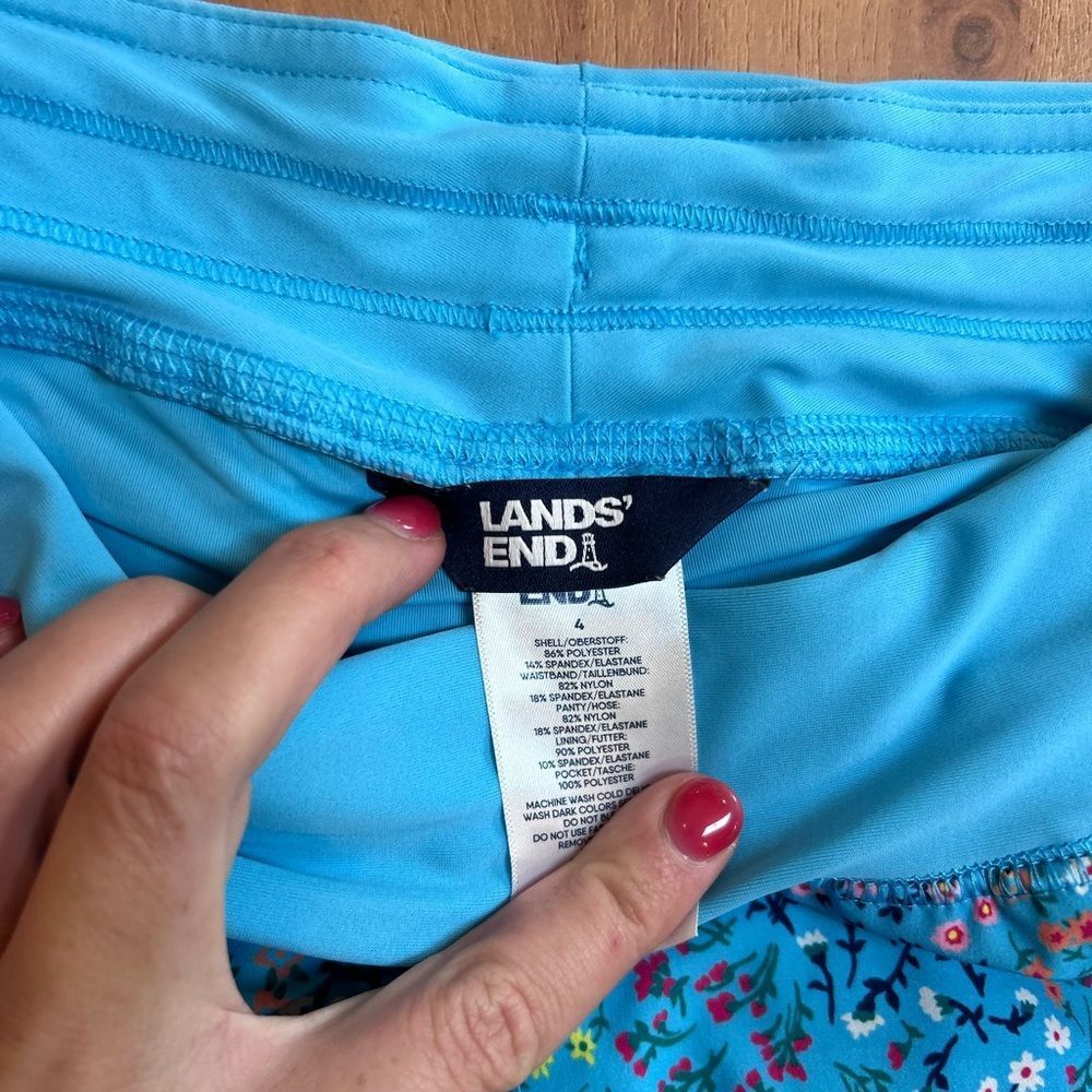 Land’s End Turquoise Blue Floral Board Shorts - Picture 5 of 7
